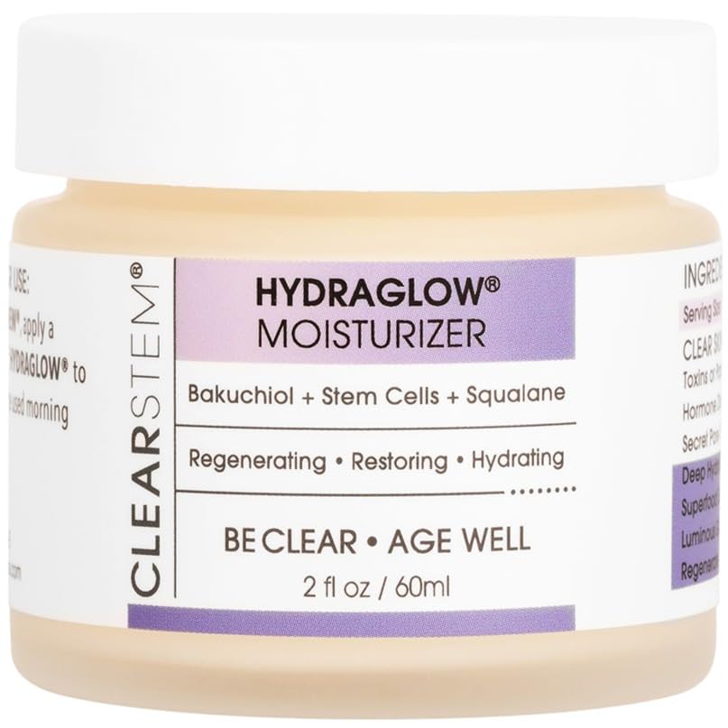 CLEARSTEM HYDRAGLOW bottle front for nighttime hydration and renewal.