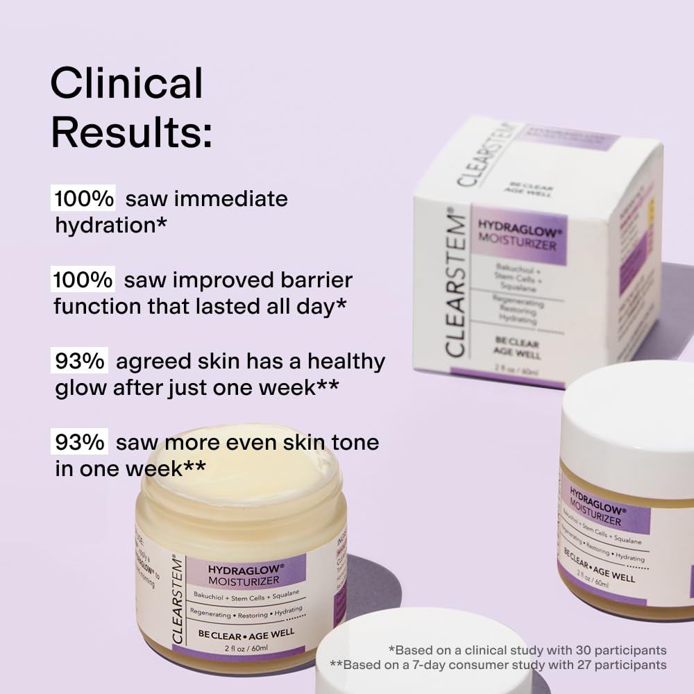 CLEARSTEM HYDRAGLOW night-application scene for overnight skin support.