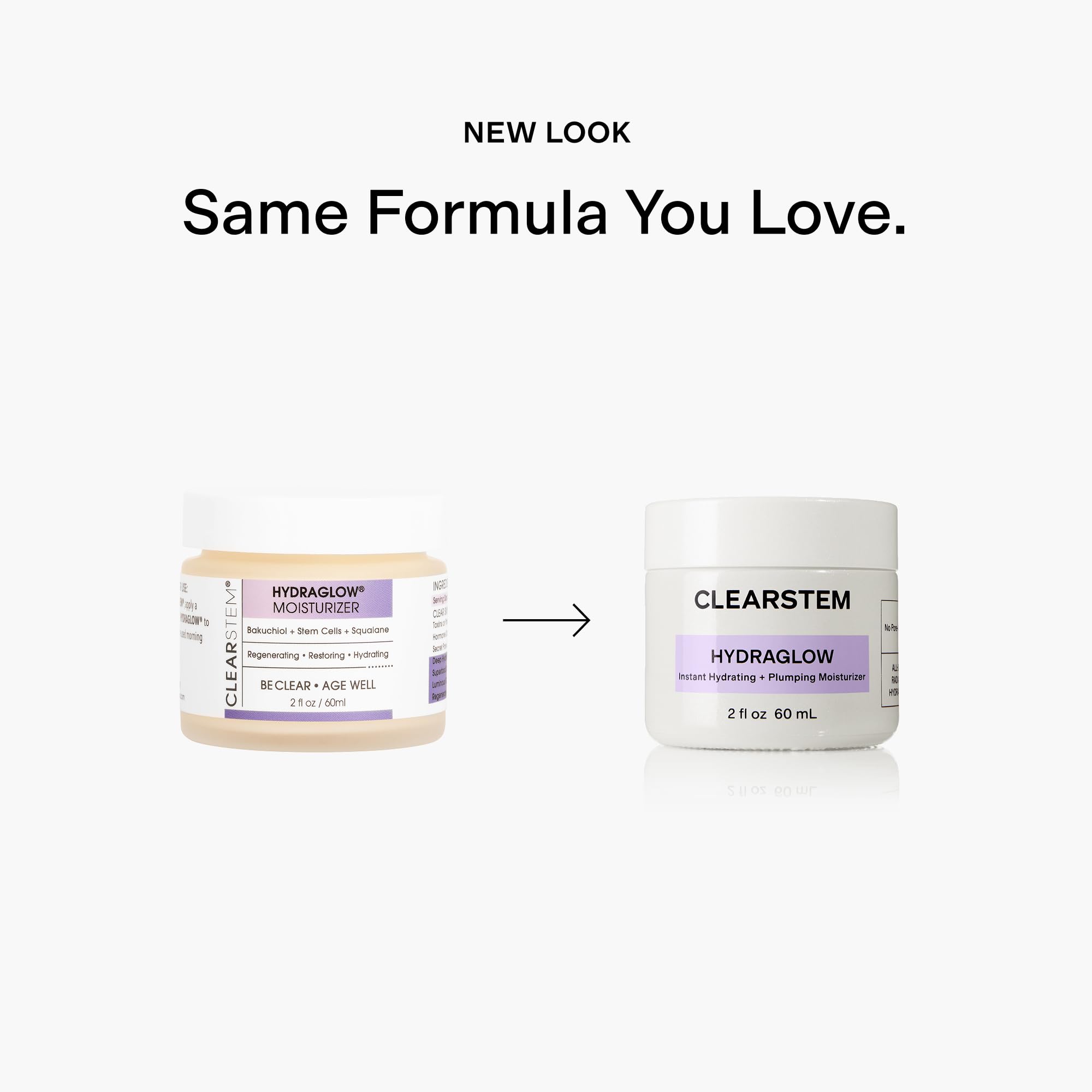 CLEARSTEM HYDRAGLOW texture closeup highlights creamy, non-greasy hydration.
