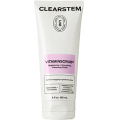 CLEARSTEM VitaminScrub bottle front showing antioxidant exfoliating cleanser for radiant skin.