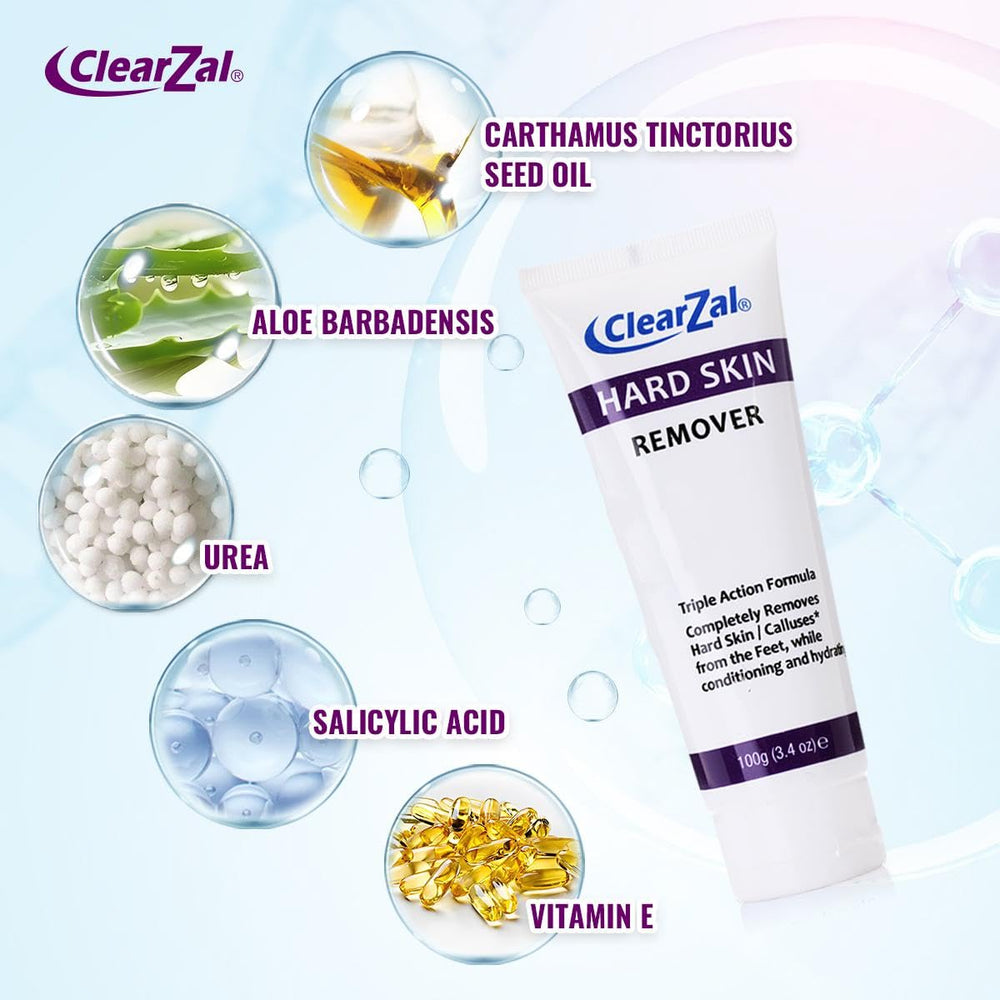 Clearzal aplicando crema en el talón para suavizar durezas