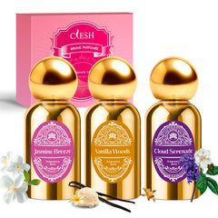 CLESH Vanilla Woods bottle-front offers a soothing, long-lasting scent for daily freshness.