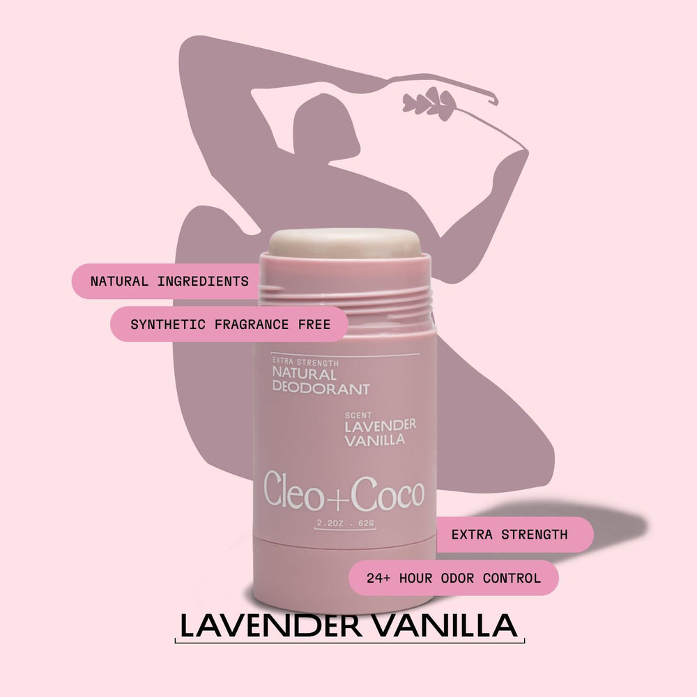 Cleo+Coco aluminum-free deodorant promotes comfortable underarms.