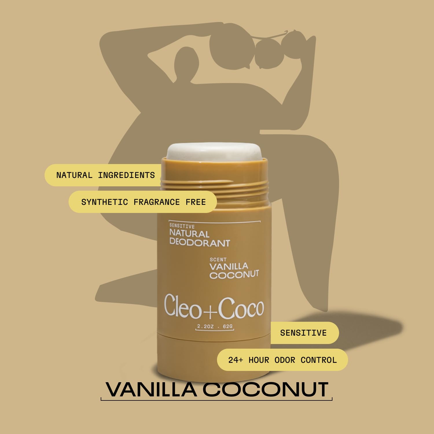 Cleo and Coco balm underarm application with residue-free finish for smooth clothing.