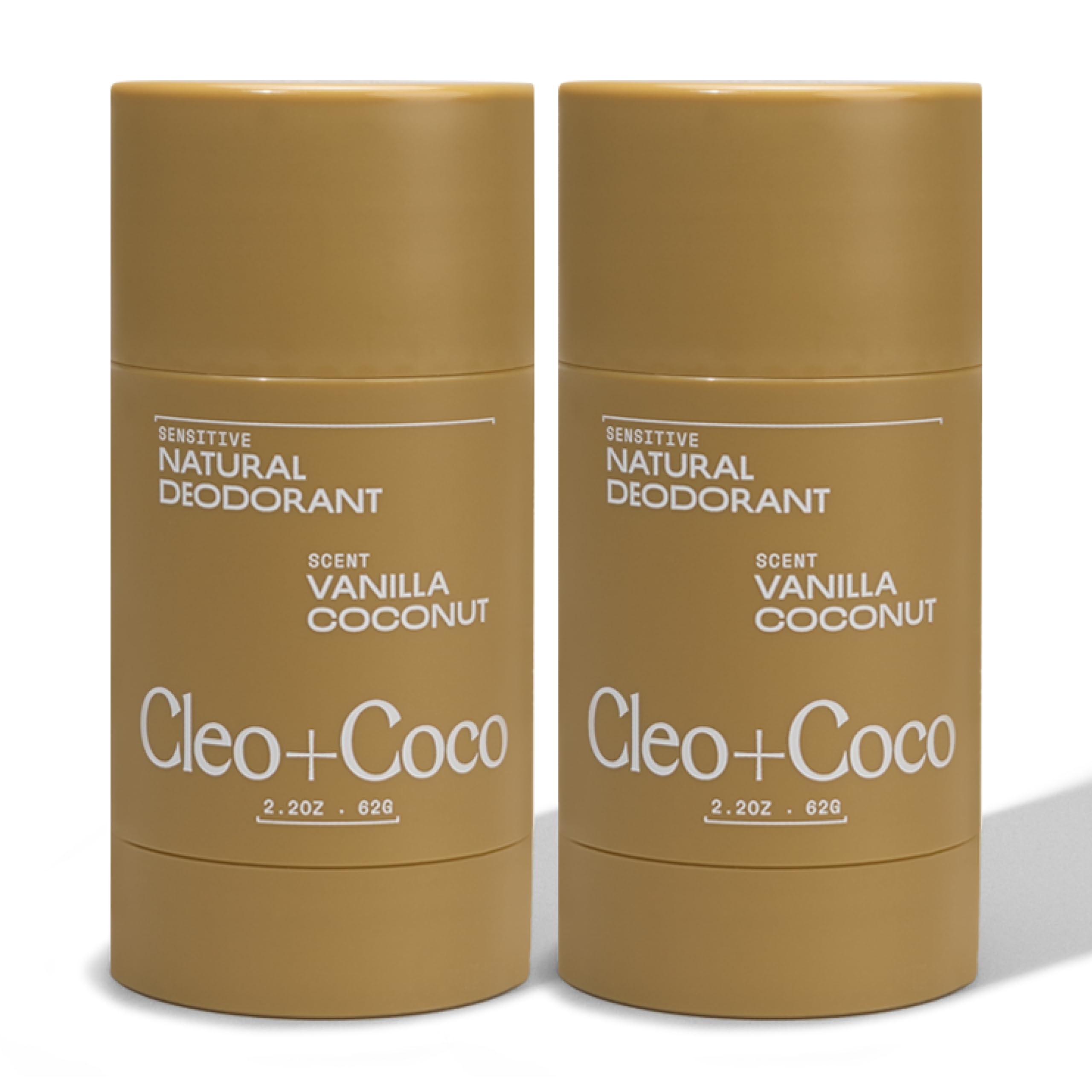 Cleo and Coco Sensitive Deodorant Balm Vanilla Coconut 2-pack packaging view for travel.