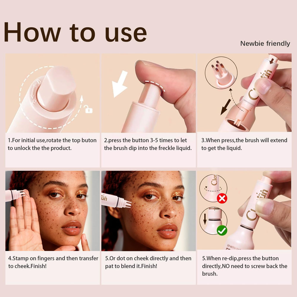 CLERVUN Freckle Stamp natural-freckles: subtle, believable freckles for daily looks.