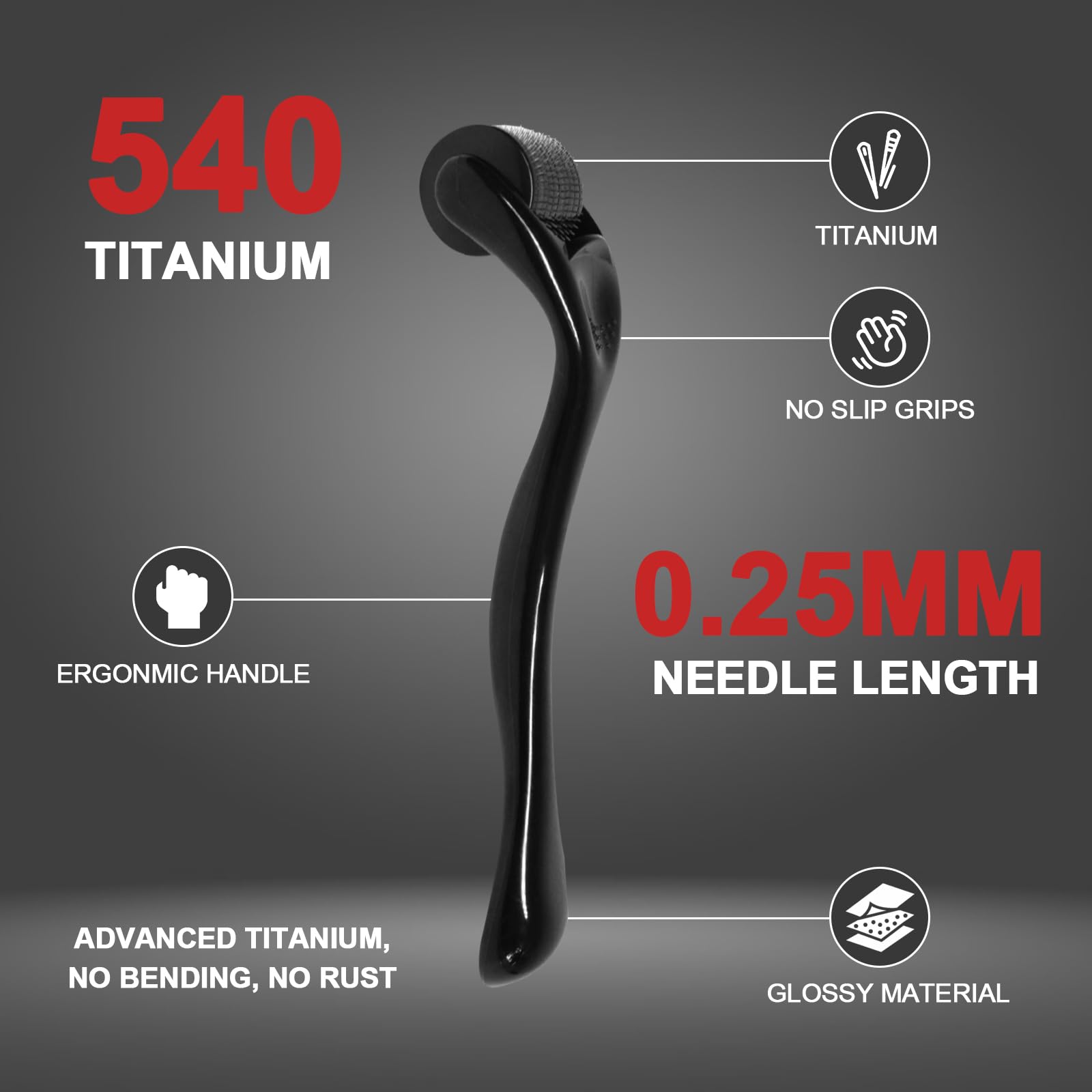 CLETINA 540 derma roller 0.25mm handheld use showing easy grip.