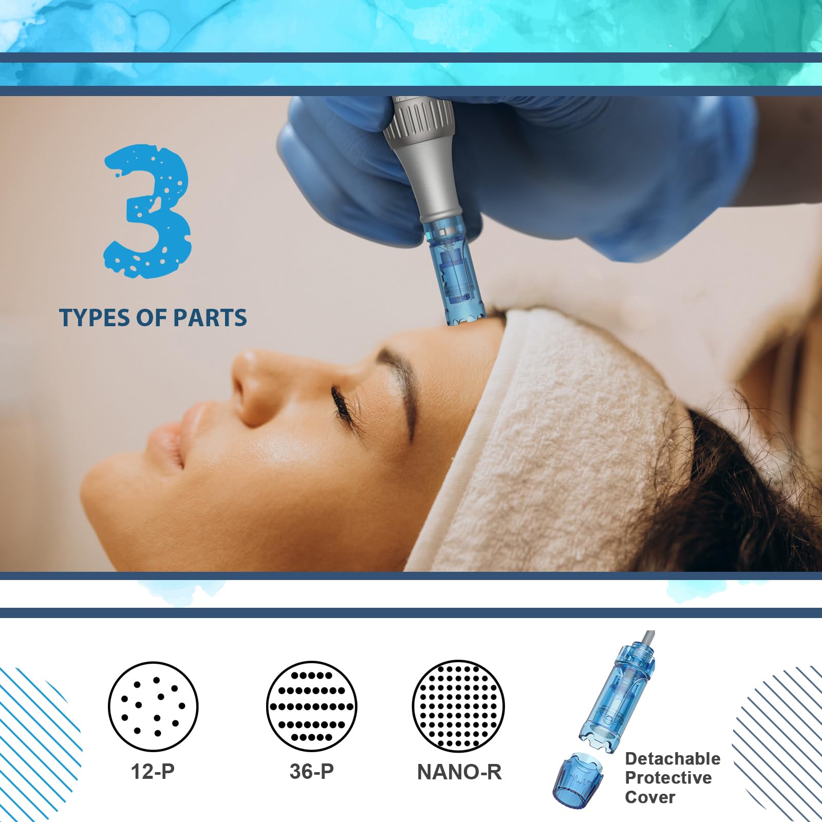 CLETINA microneedle roller pen in use for at-home skincare.