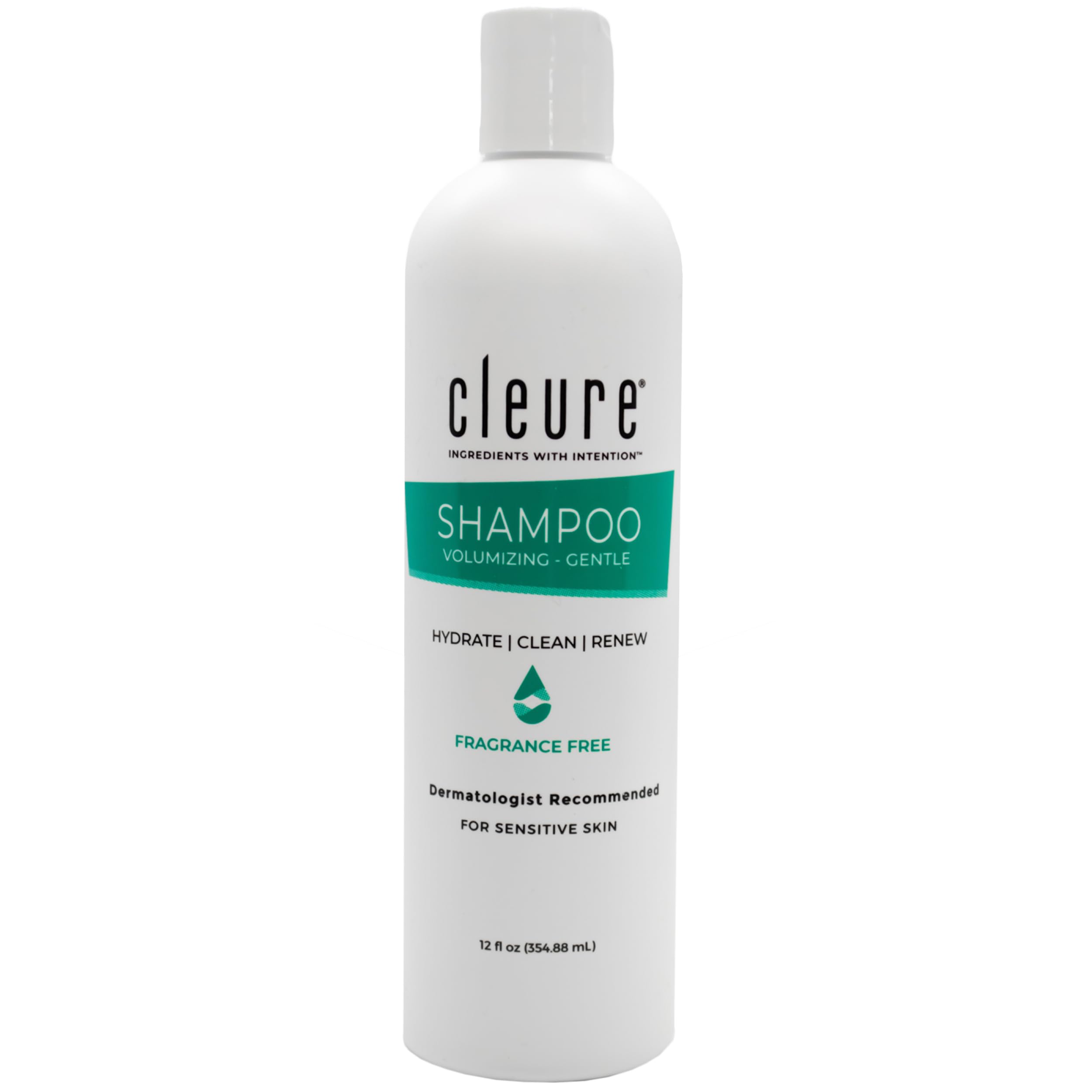 Cleure Champú Voluminizador sin fragancia para cabello suave y con volumen.