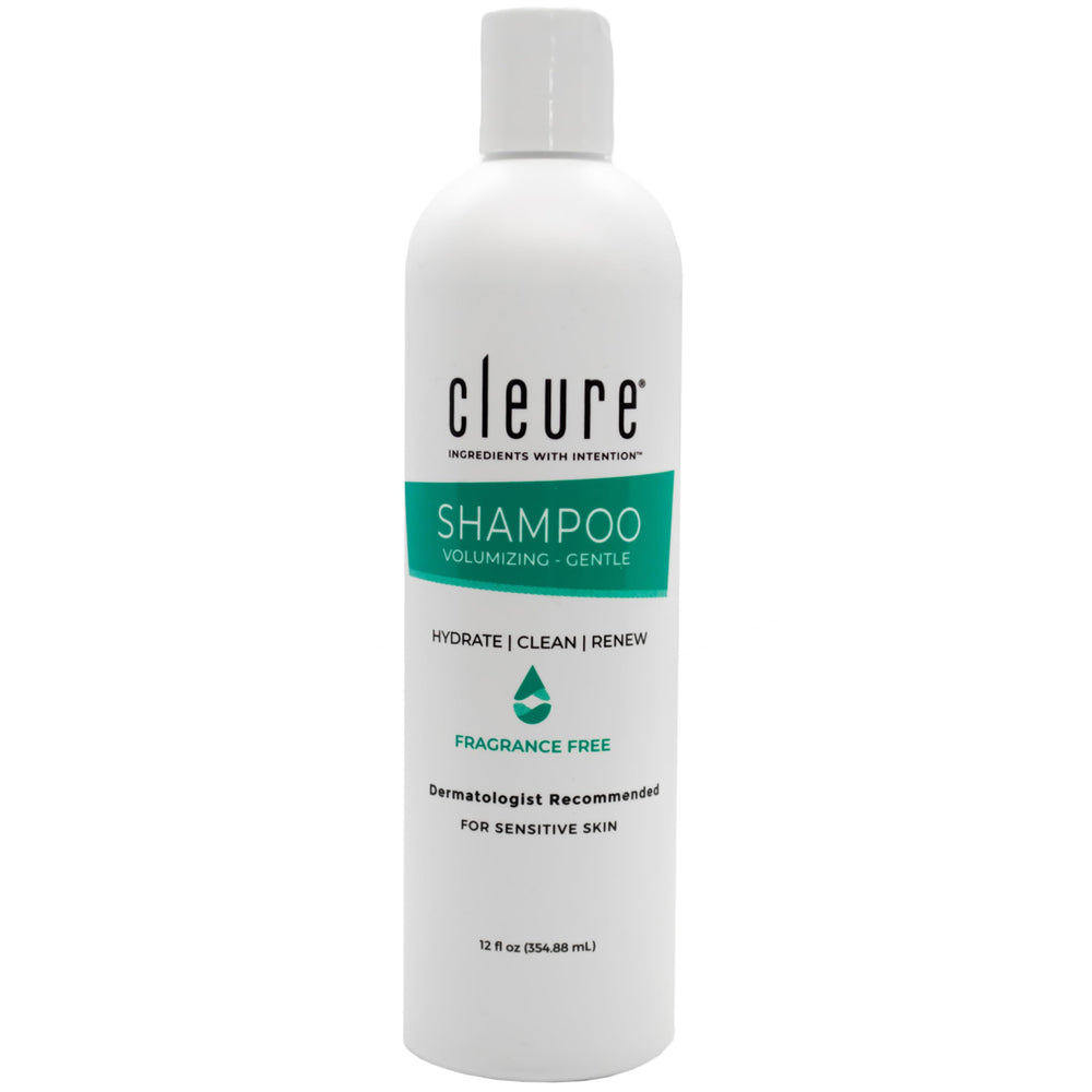 Cleure Champú Voluminizador sin fragancia para cabello suave y con volumen.
