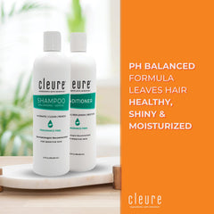 Cleure conditioner bottle front view, fragrance-free hydration for dry hair.