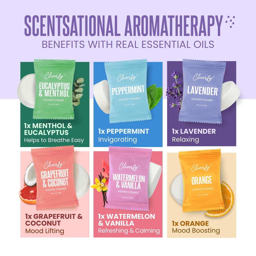 CLEVERFY Grapefruit shower steamer tablet energizes your shower moment.