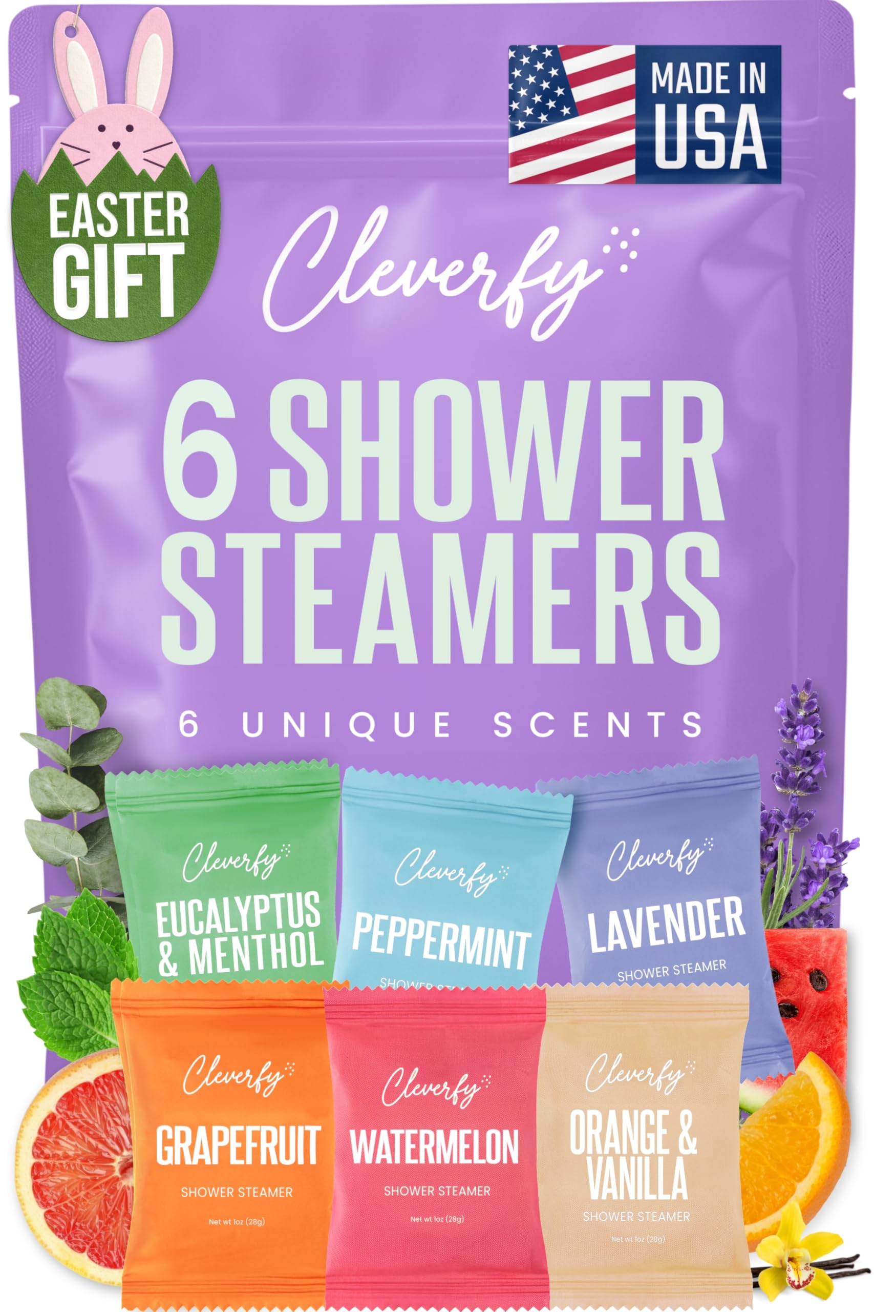 CLEVERFY Lavender shower steamer tablet for a relaxing morning routine.
