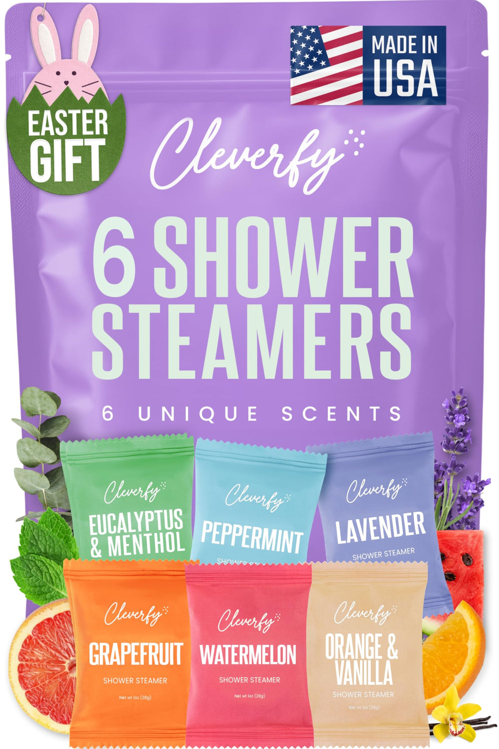 CLEVERFY Lavender shower steamer tablet for a relaxing morning routine.