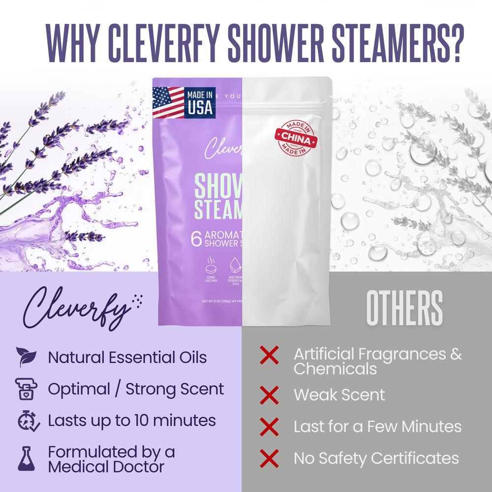 CLEVERFY Peppermint shower steamer tablet provides a cooling, revitalizing inhale.