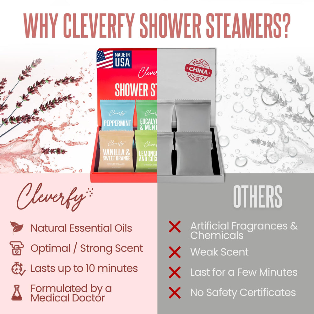 Cleverfy Lemongrass & Coconut shower steamer for tropical freshness.