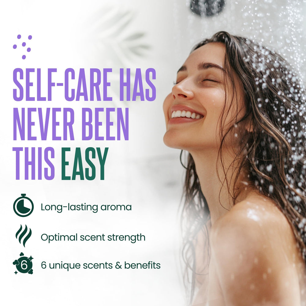 Tableta de ducha aromática Cleverfy mentol-eucalipto para claridad mental.