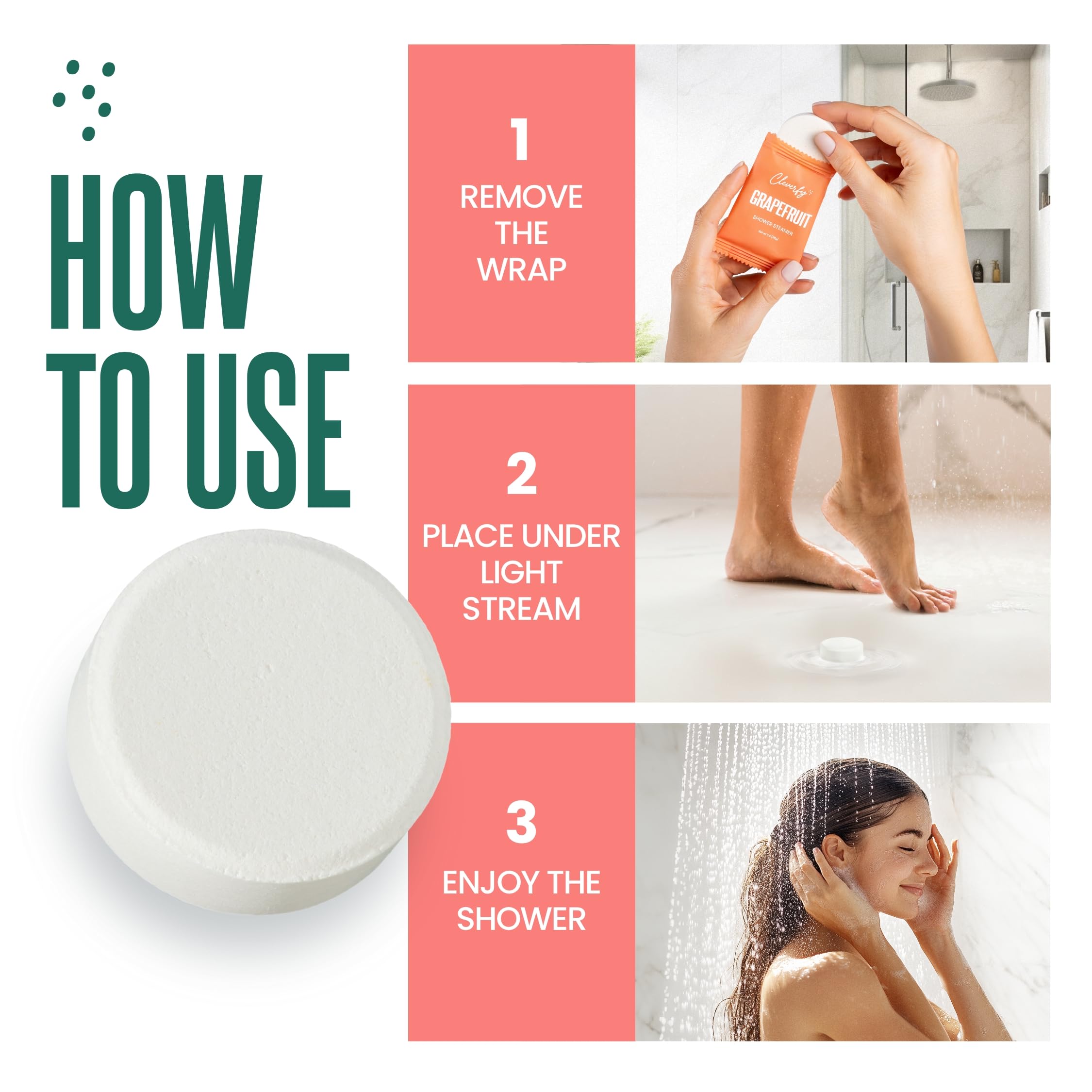 CLEVERFY tableta ducha hierba limón y coco para una frescura tropical