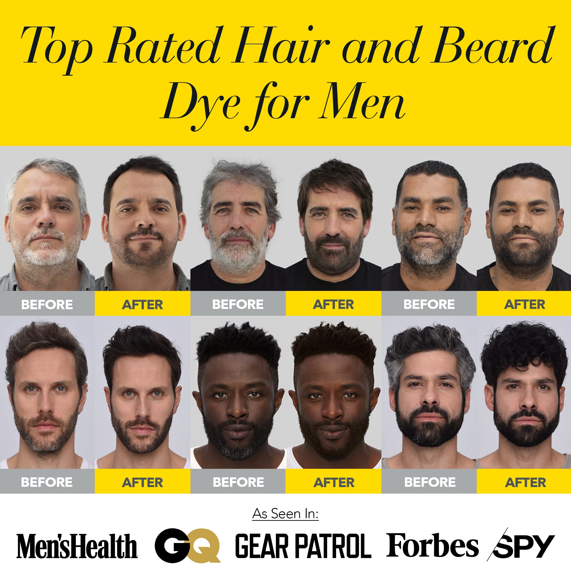CLEVERMAN final result on hair and beard in natural black shade.