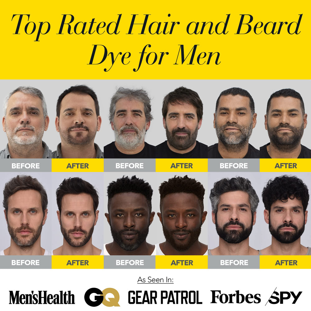 CLEVERMAN final result on hair and beard in natural black shade.