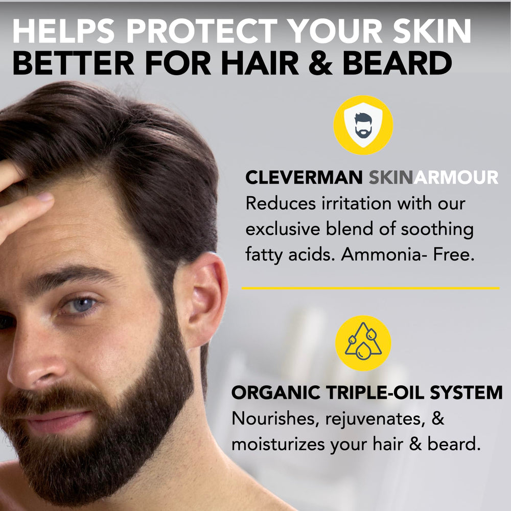 Cleverman vegan, ammonia-free formula nourishes skin and hair.