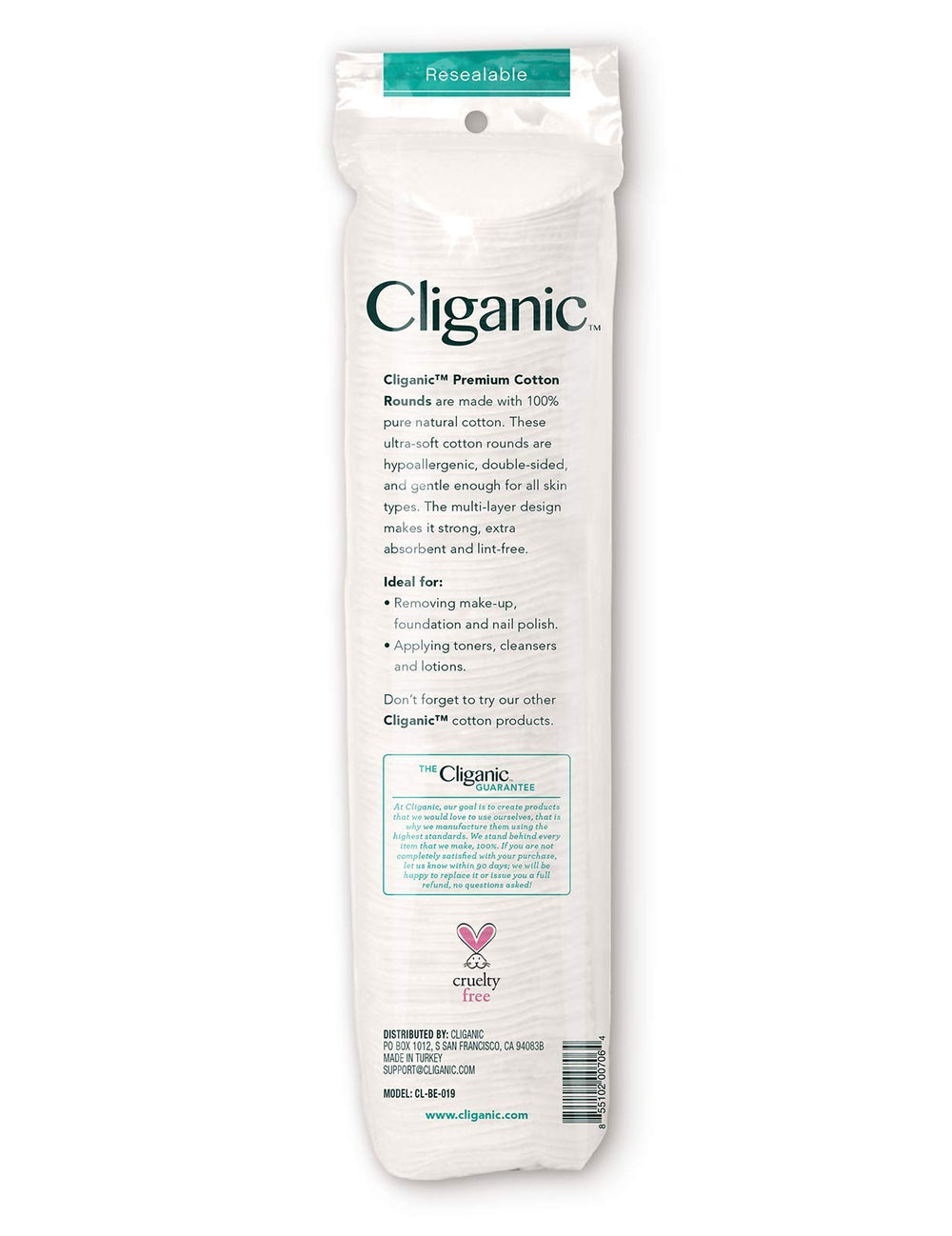 100% pure cotton material delivers comfortable cleansing with every use.