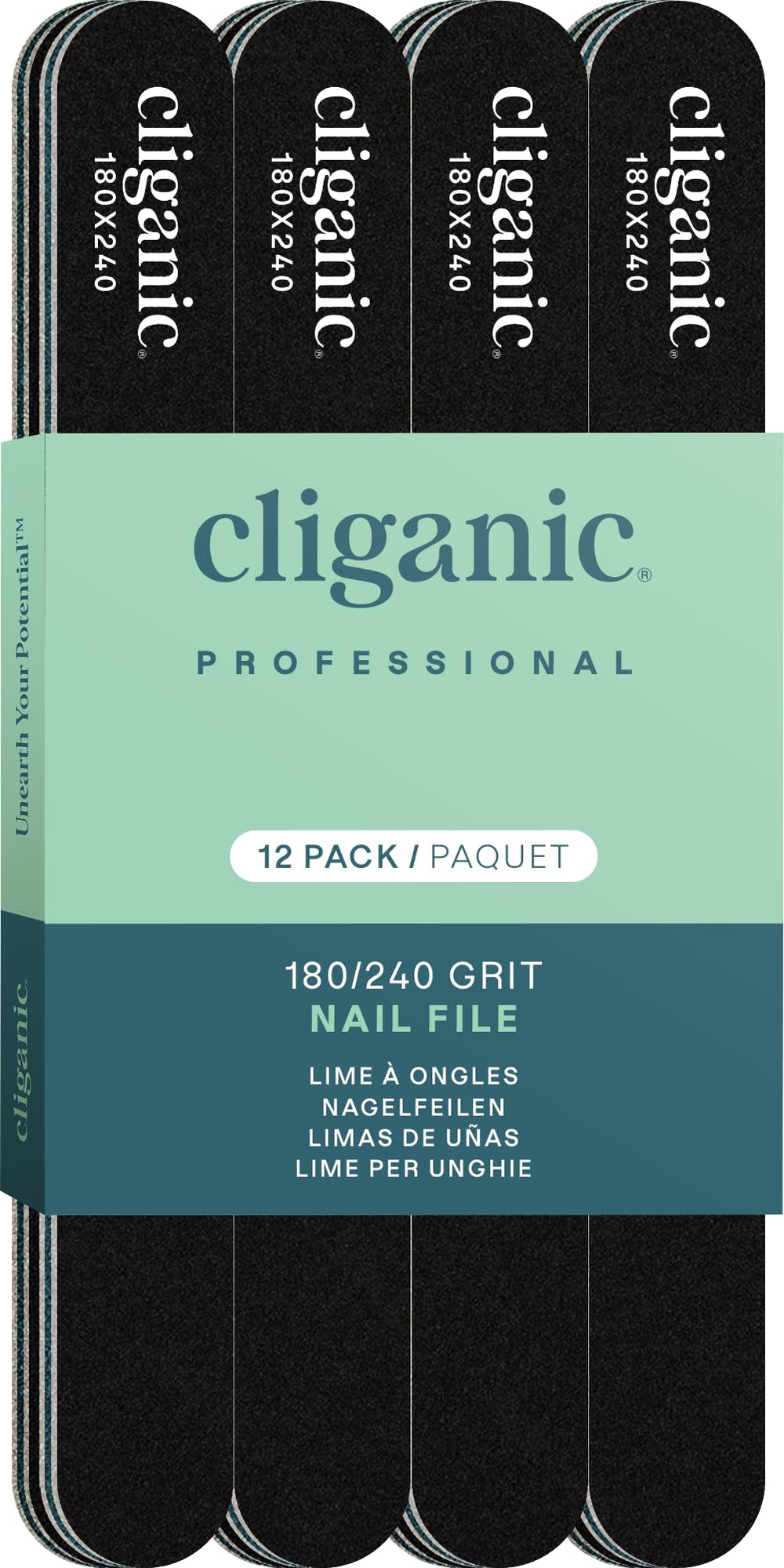 Cliganic 7-inch nail files ideal for gel and acrylic nail shaping.