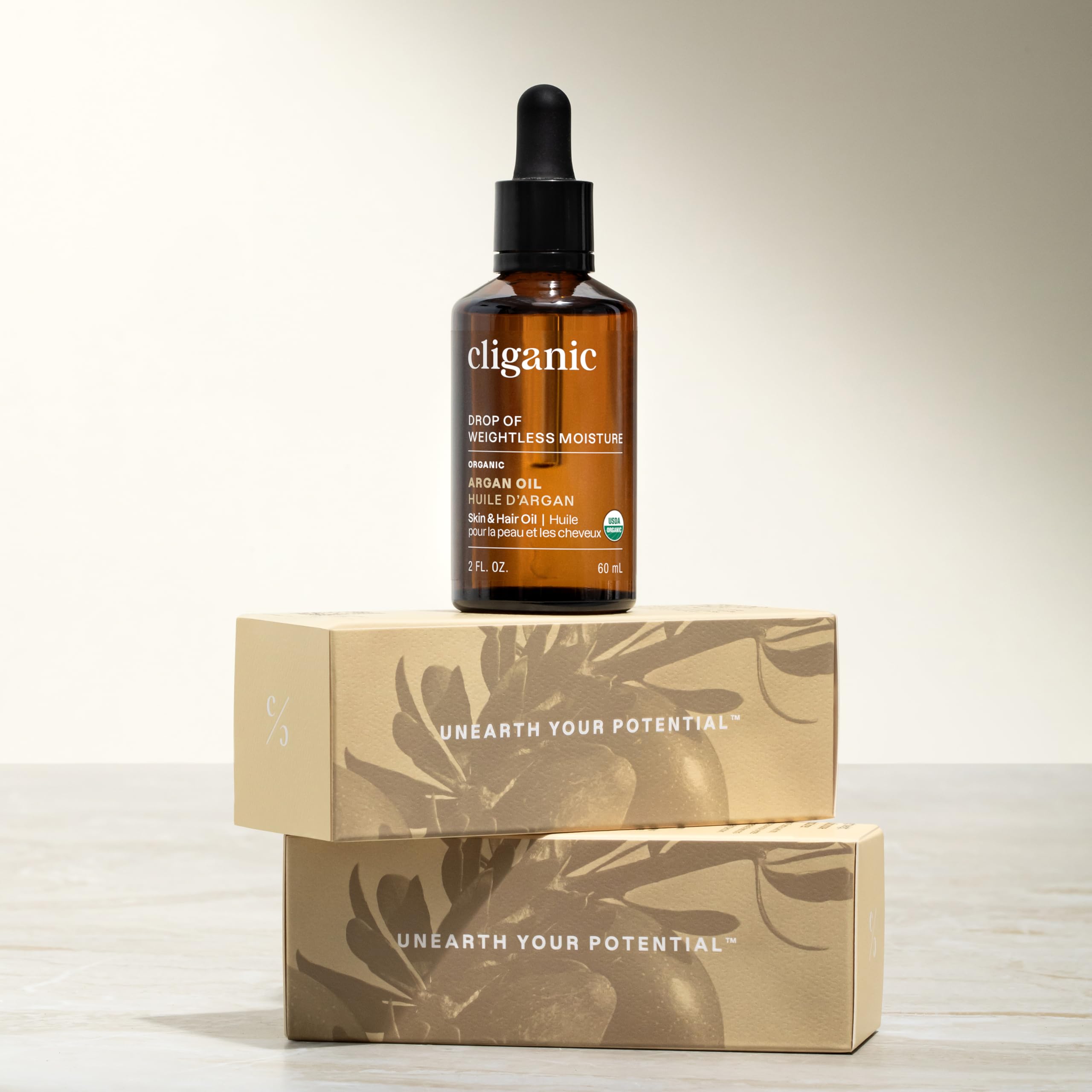 Cliganic Aceite de Argán, uso diario para rostro, cabello y cuerpo