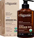 Cliganic Organic Argan Oil 8oz with Pump | 100% Pure for Hair, Face & Skin