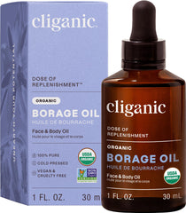 Cliganic aceite de borraja, embotellado y vertido: hidratación suave para la piel.