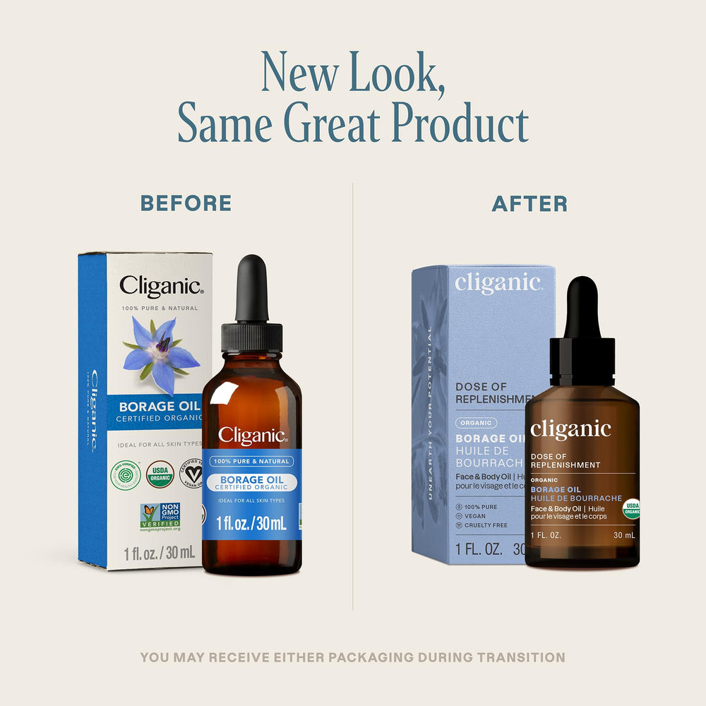 Cliganic aceite de borraja, textura suave, ideal para cuidado diario de la piel.