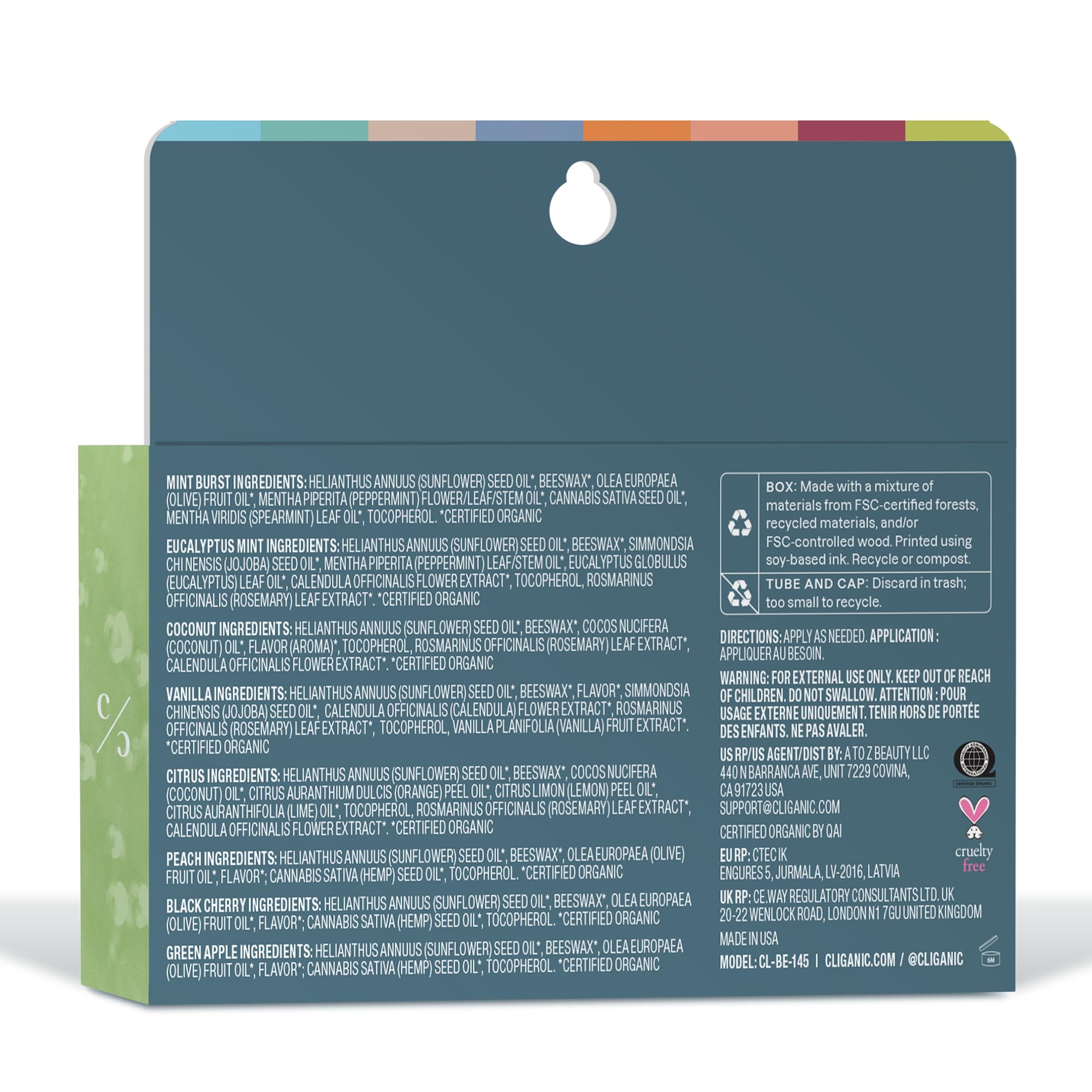 Cliganic Balsamo Labial Orgánico, sabor menta fresca aporta frescura