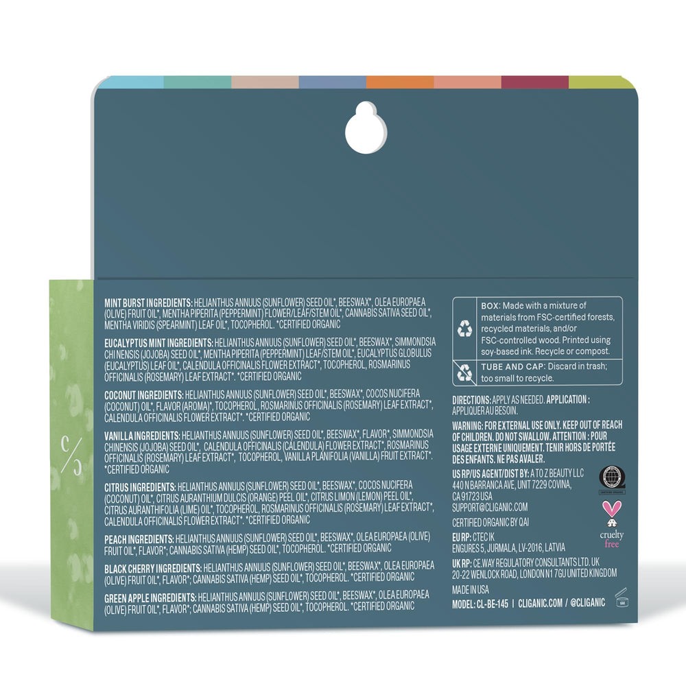 Cliganic Balsamo Labial Orgánico, sabor menta fresca aporta frescura