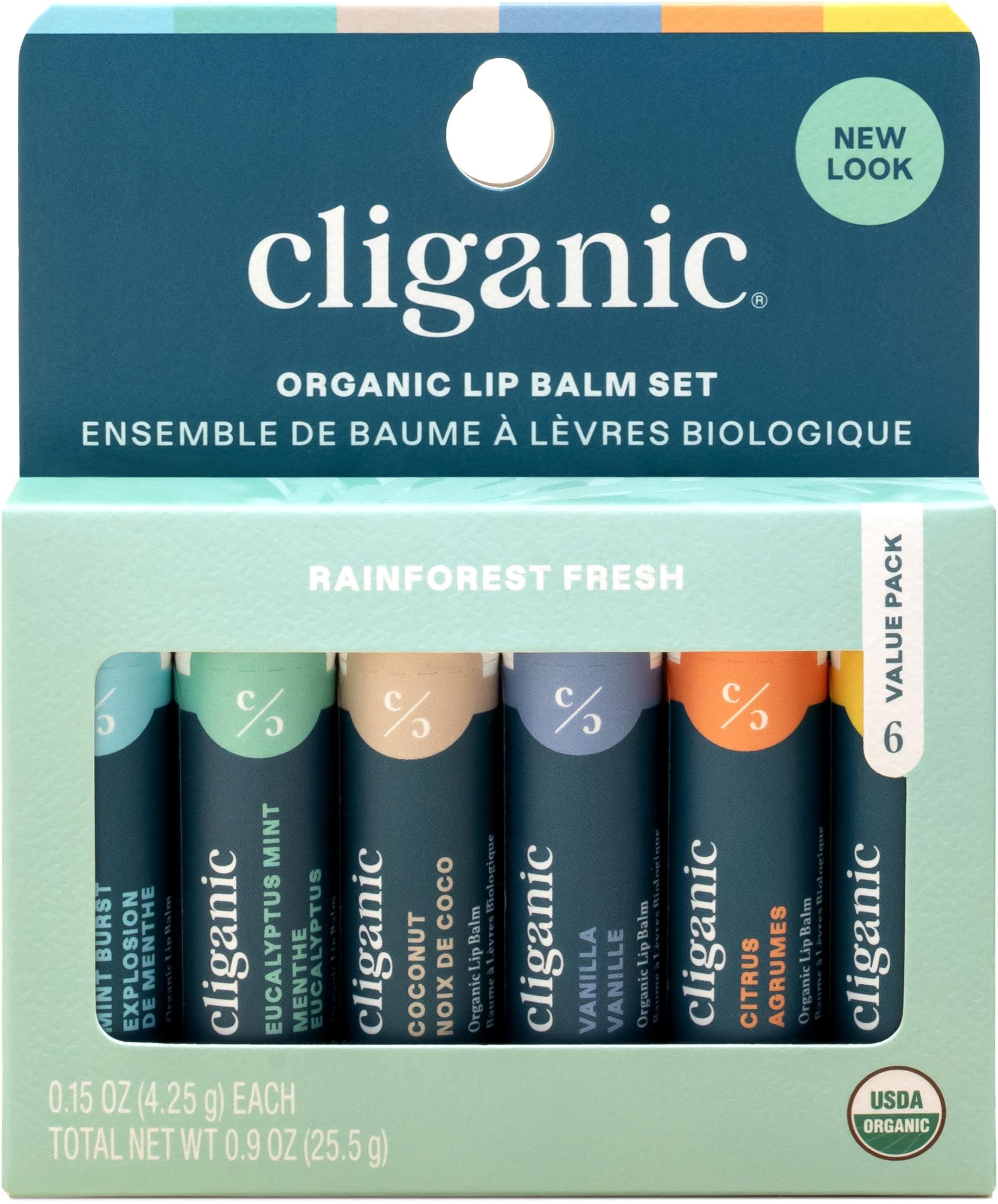 Balsamo labial Cliganic set de sabores con empaque compacto para viaje