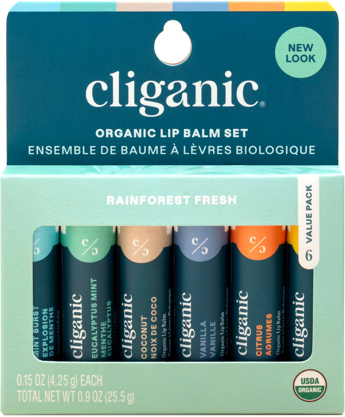 Balsamo labial Cliganic set de sabores con empaque compacto para viaje