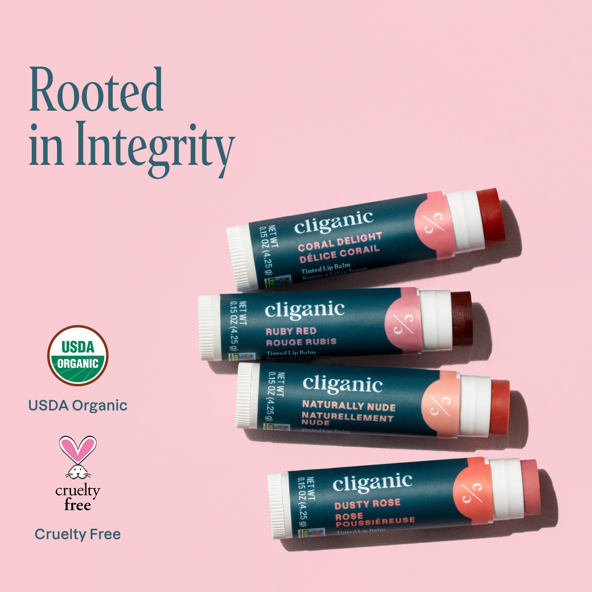 Cliganic Bálsamo Labial Tintado Envase libre de crueldad: compromiso con calidad.