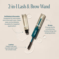 Cliganic castor oil eyelash-kit view with wand and brush enabling easy lash application.
