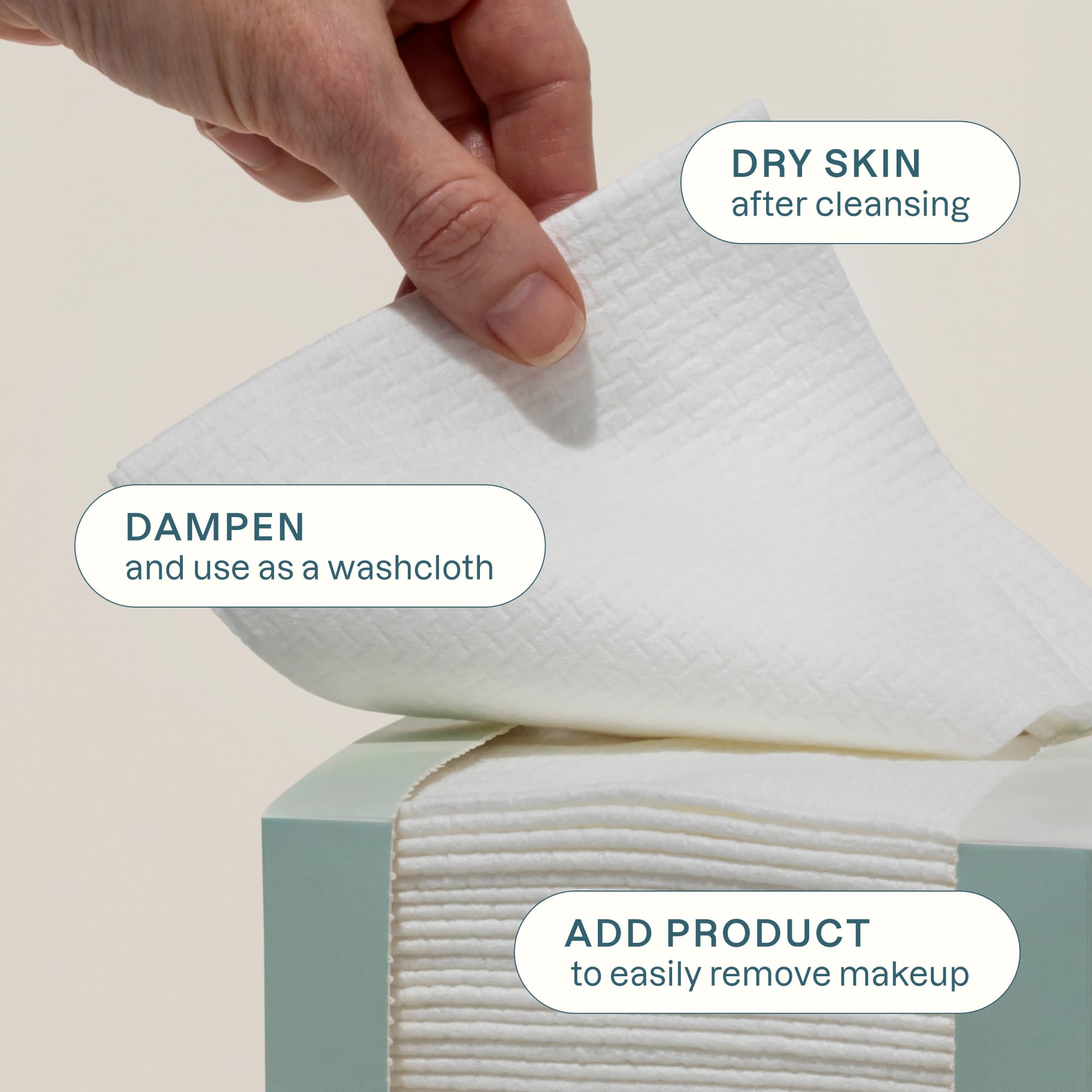 Cliganic Clean Face Towels XL bulk pack back view with eco-friendly packaging.
