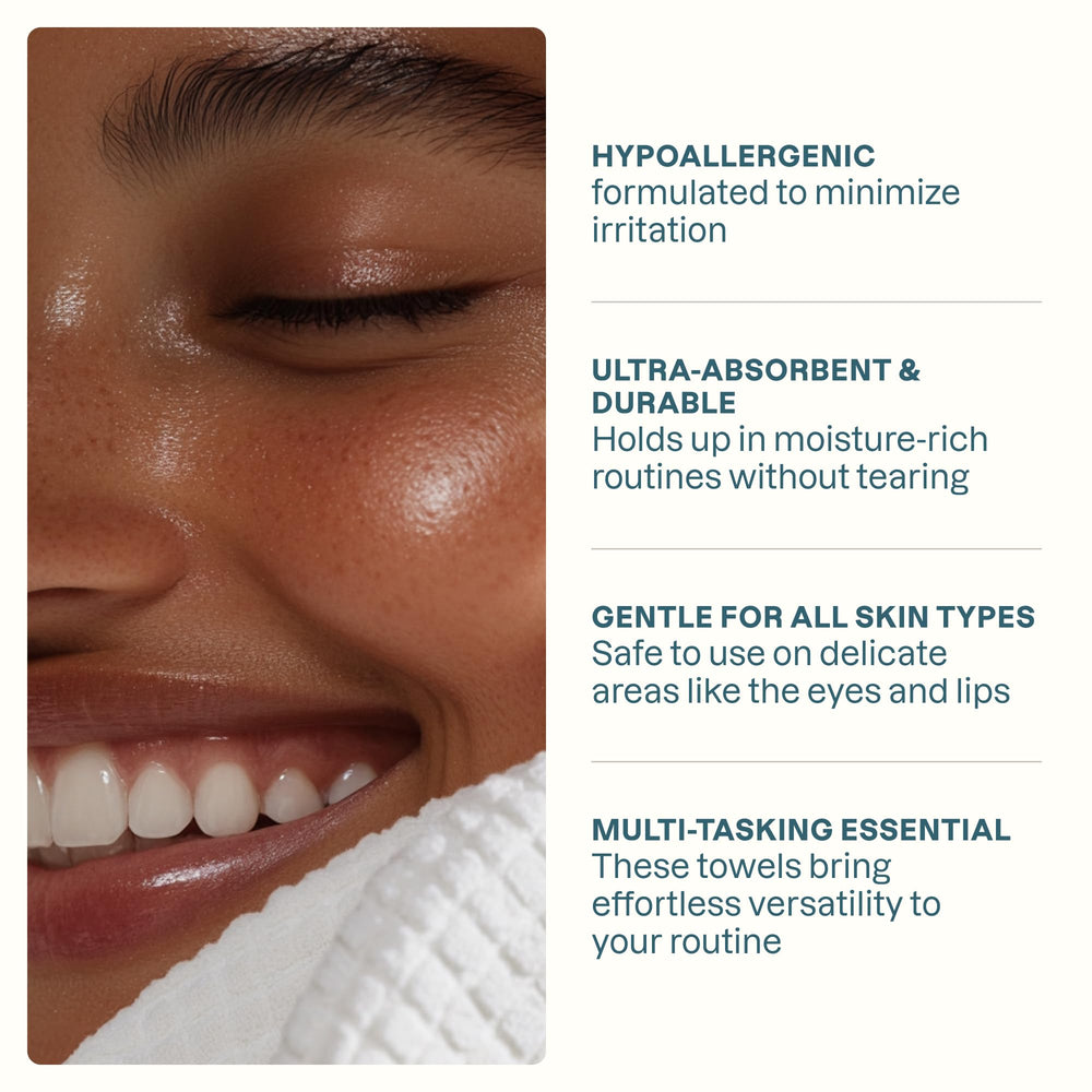 Cliganic Clean Face Towels XL hypoallergenic soft sheets for all skin types.