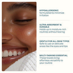 Cliganic Clean Face Towels XL hypoallergenic soft sheets for all skin types.