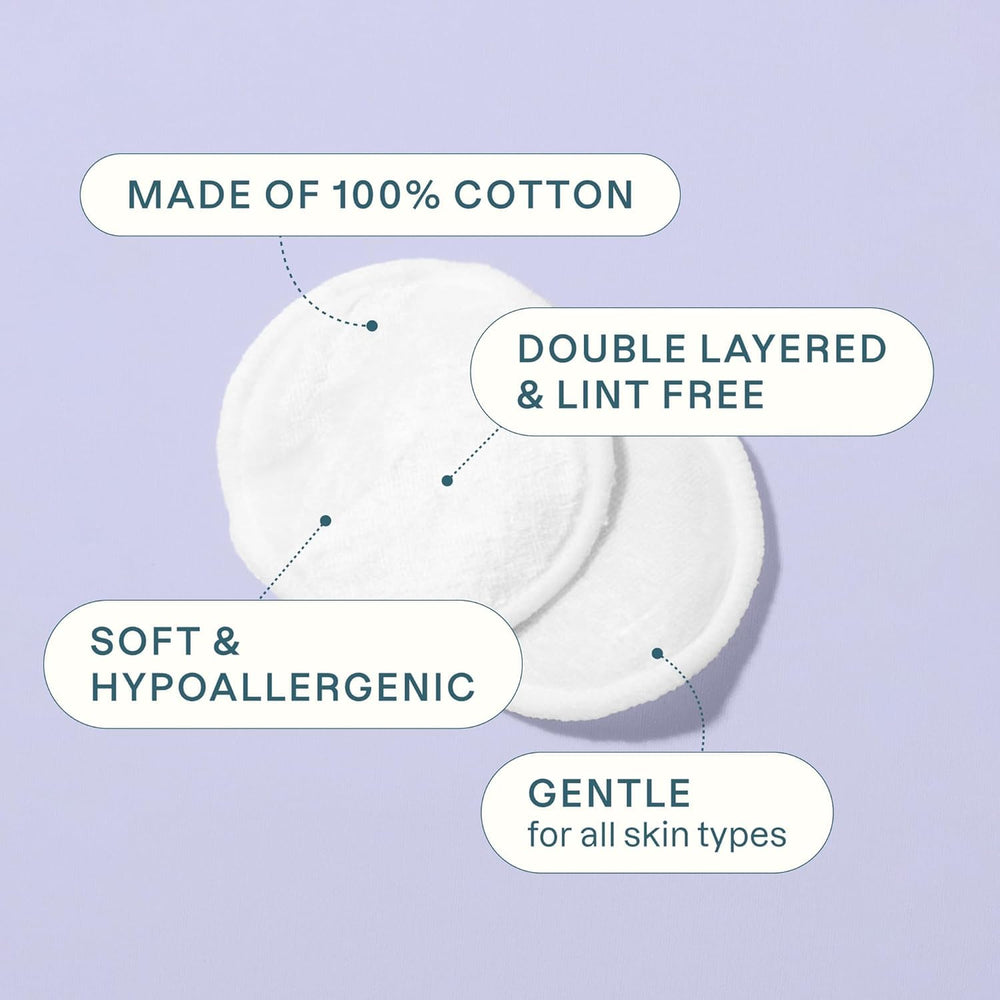 Cliganic cotton rounds, multi-layer and extra absorbent for skincare routines.