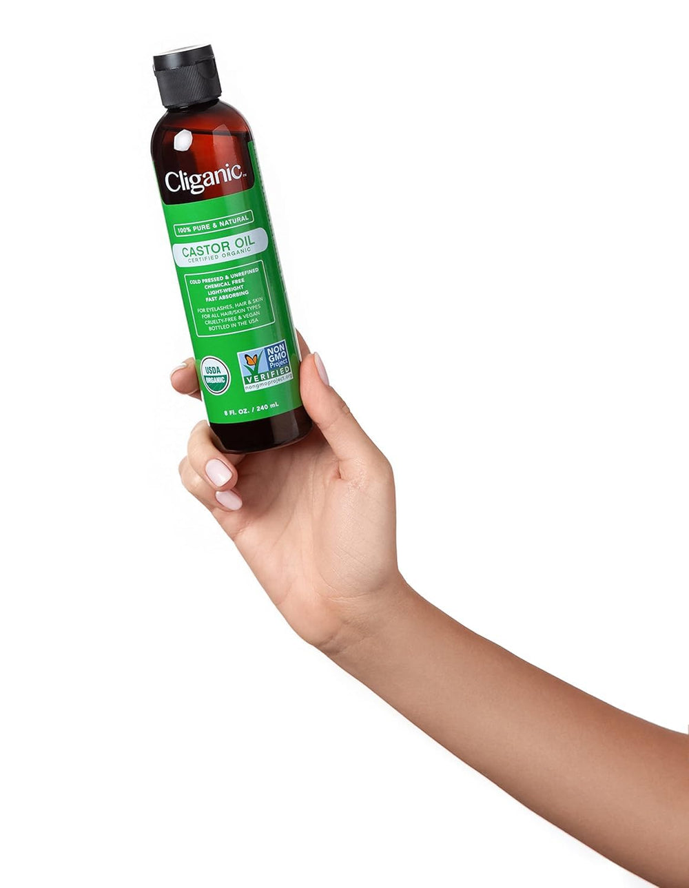 Envase de Cliganic con dos viales y embudo para dosificación precisa.