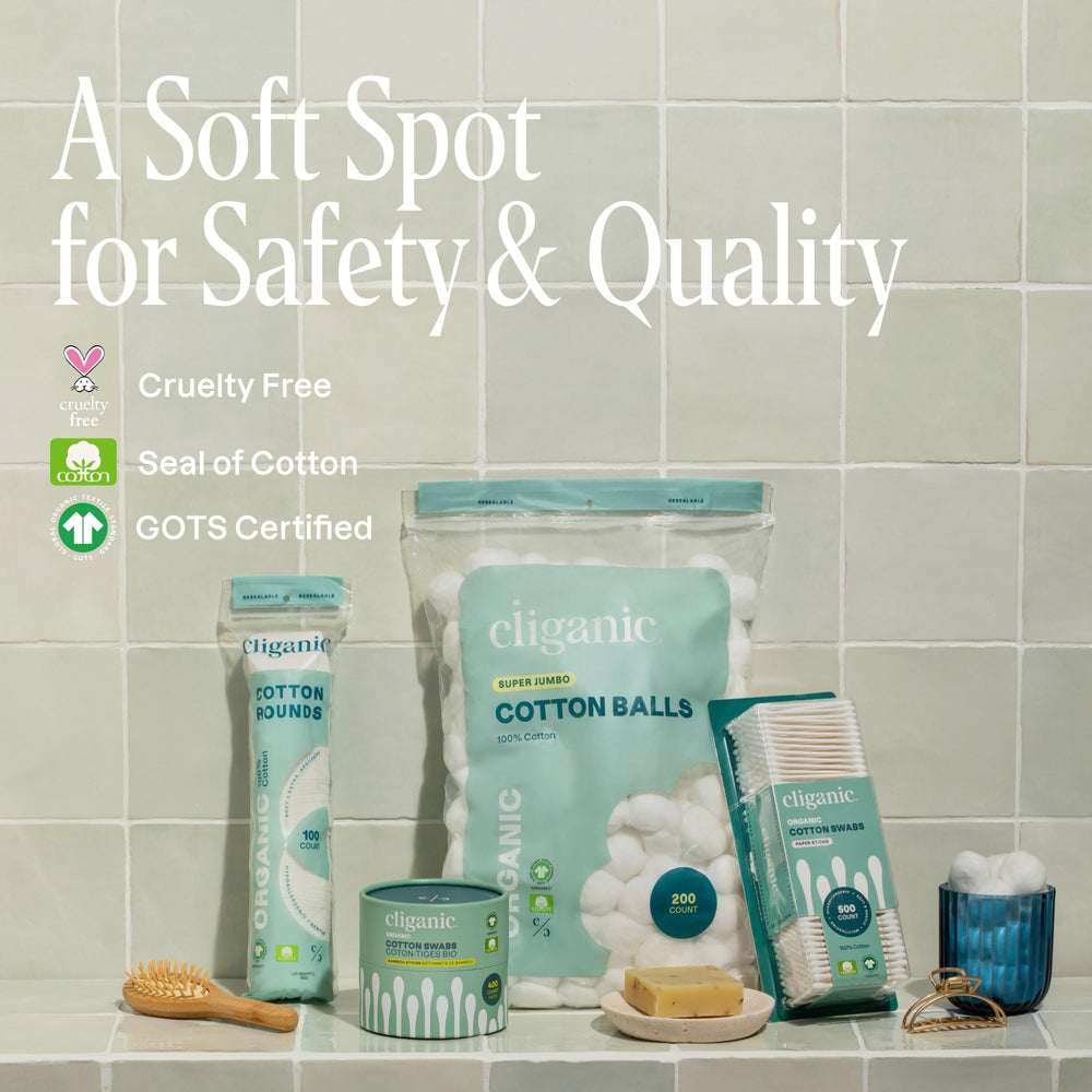 Cliganic hypoallergenic cotton balls gentle on sensitive skin