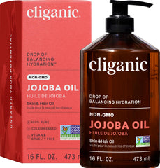 Cliganic Jojoba Oil bulk bottle with pump for easy dispensing
