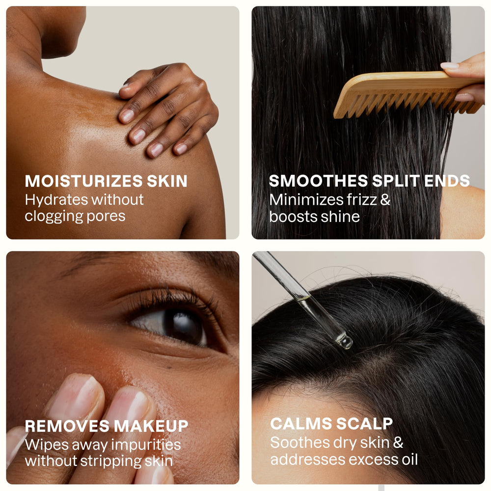 Cliganic Jojoba Oil on face skin showcasing fast-absorbing nourishment.