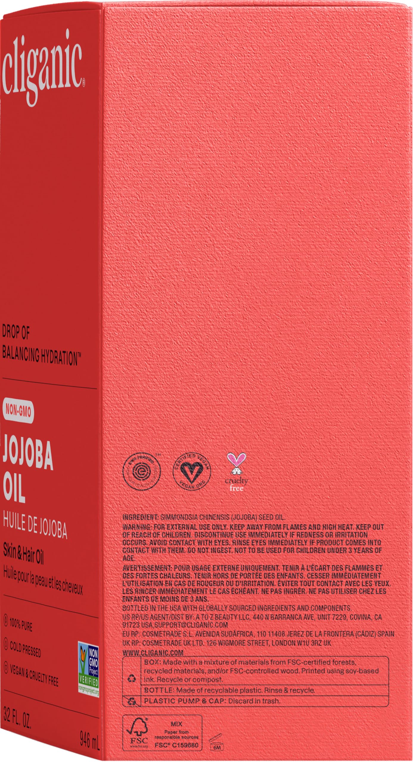 Cliganic Jojoba Oil provides lightweight skin hydration.
