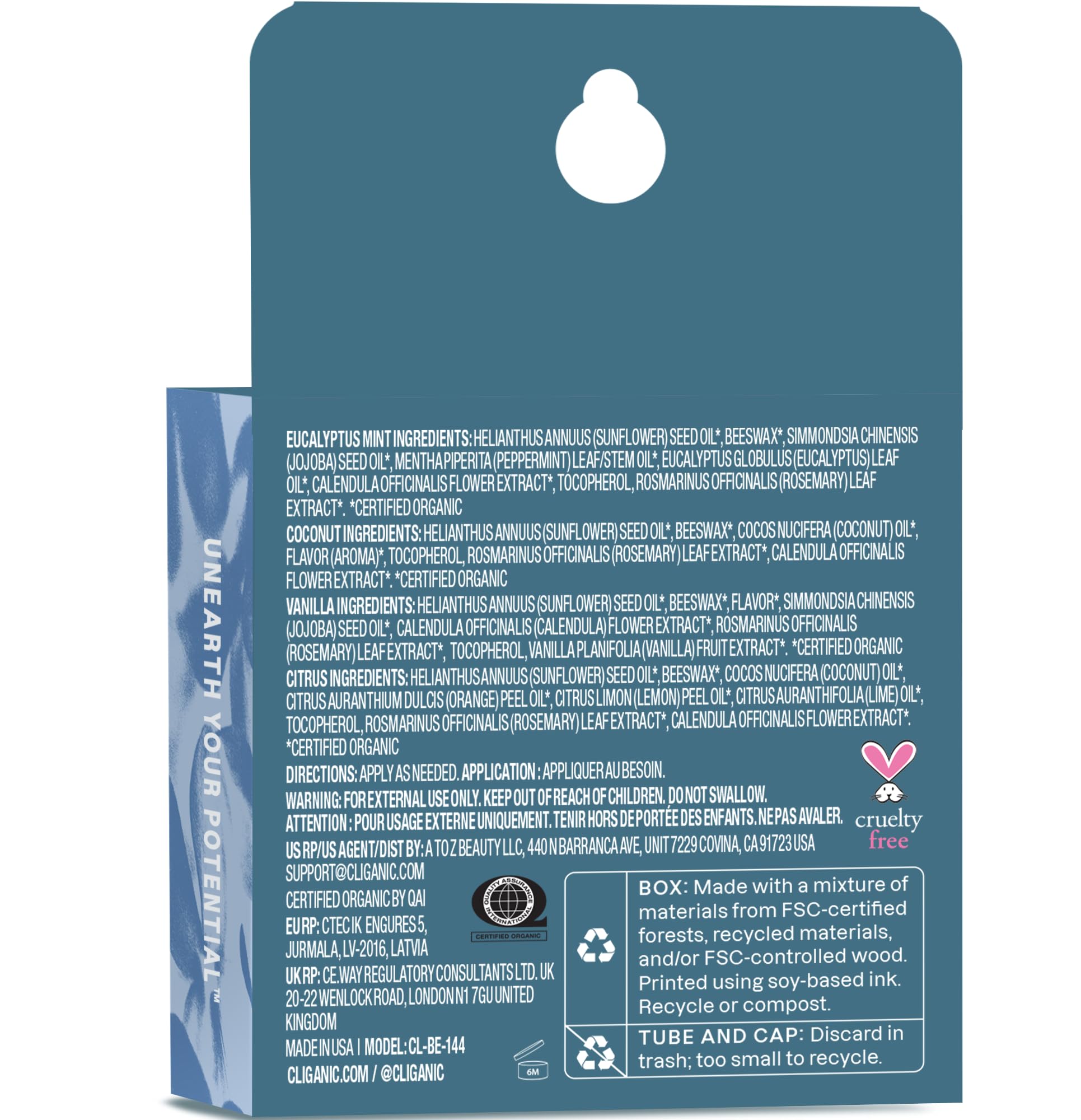 Pocket-scene with Cliganic lip balm set, ideal for daily protection.