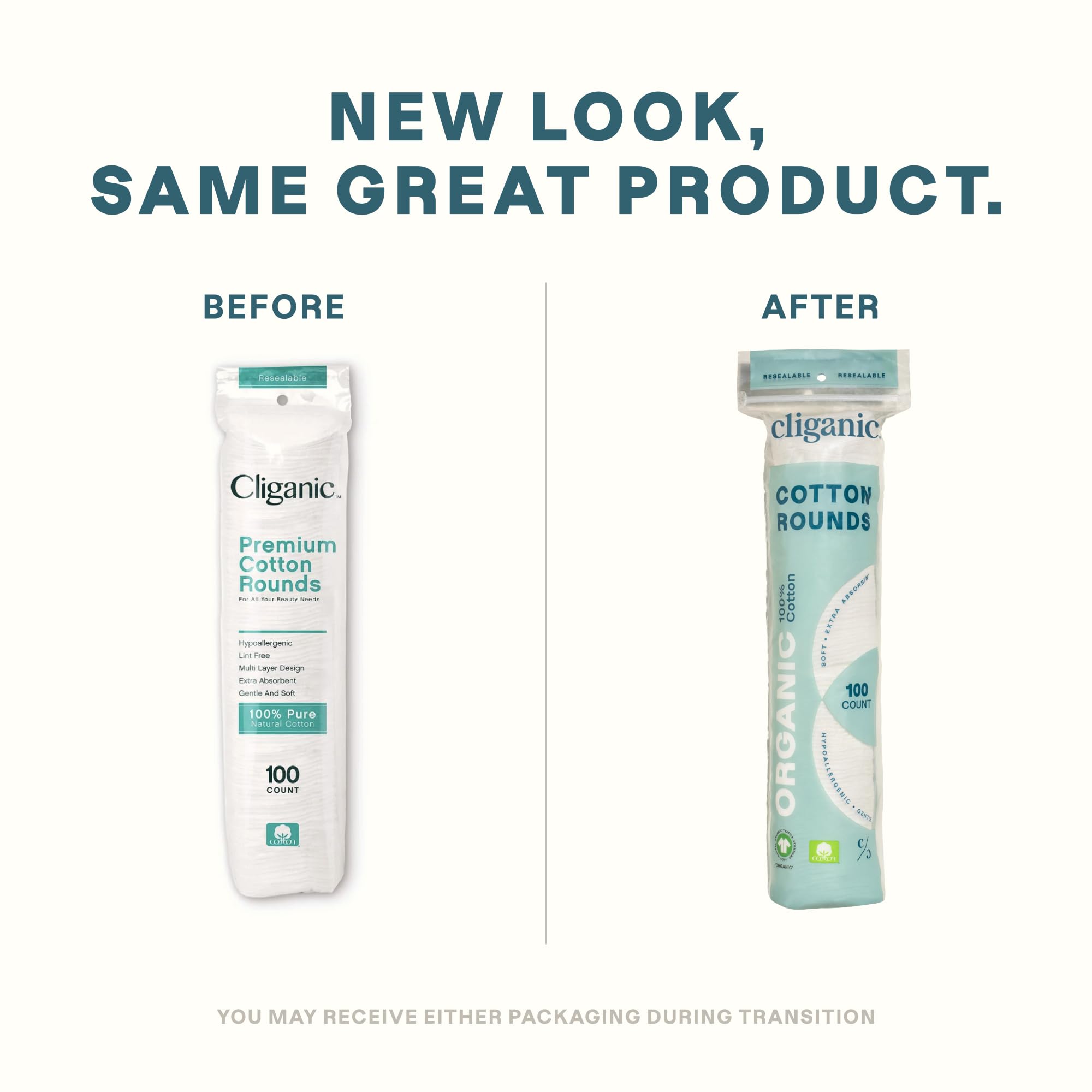 Cliganic Organic Cotton Rounds are 100% pure cotton for gentle makeup removal.