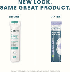 Cliganic Premium Cotton Rounds for Face 200-count box, ideal for gentle cleansing.