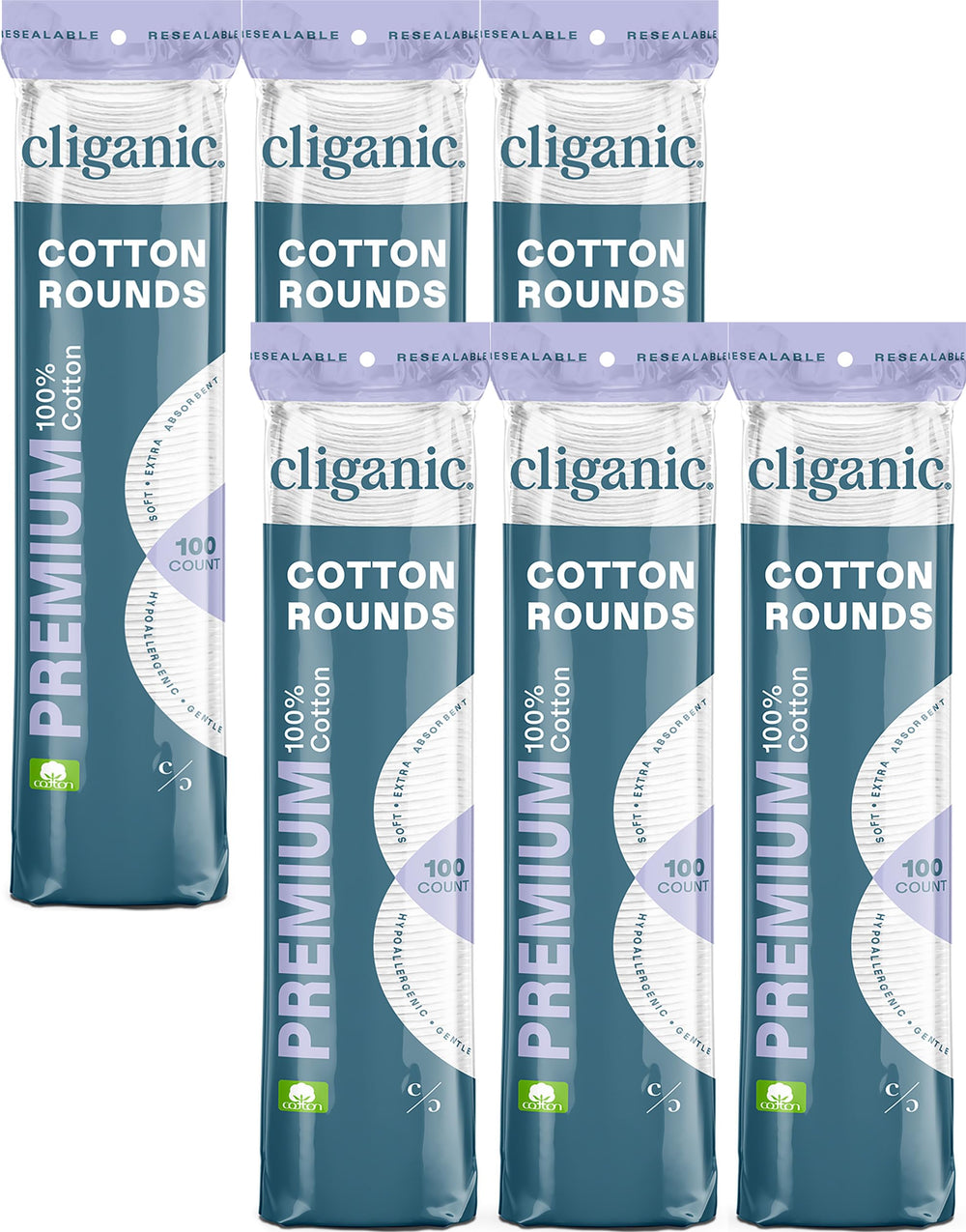 Cliganic premium cotton rounds for face – 600-count package for gentle makeup removal.
